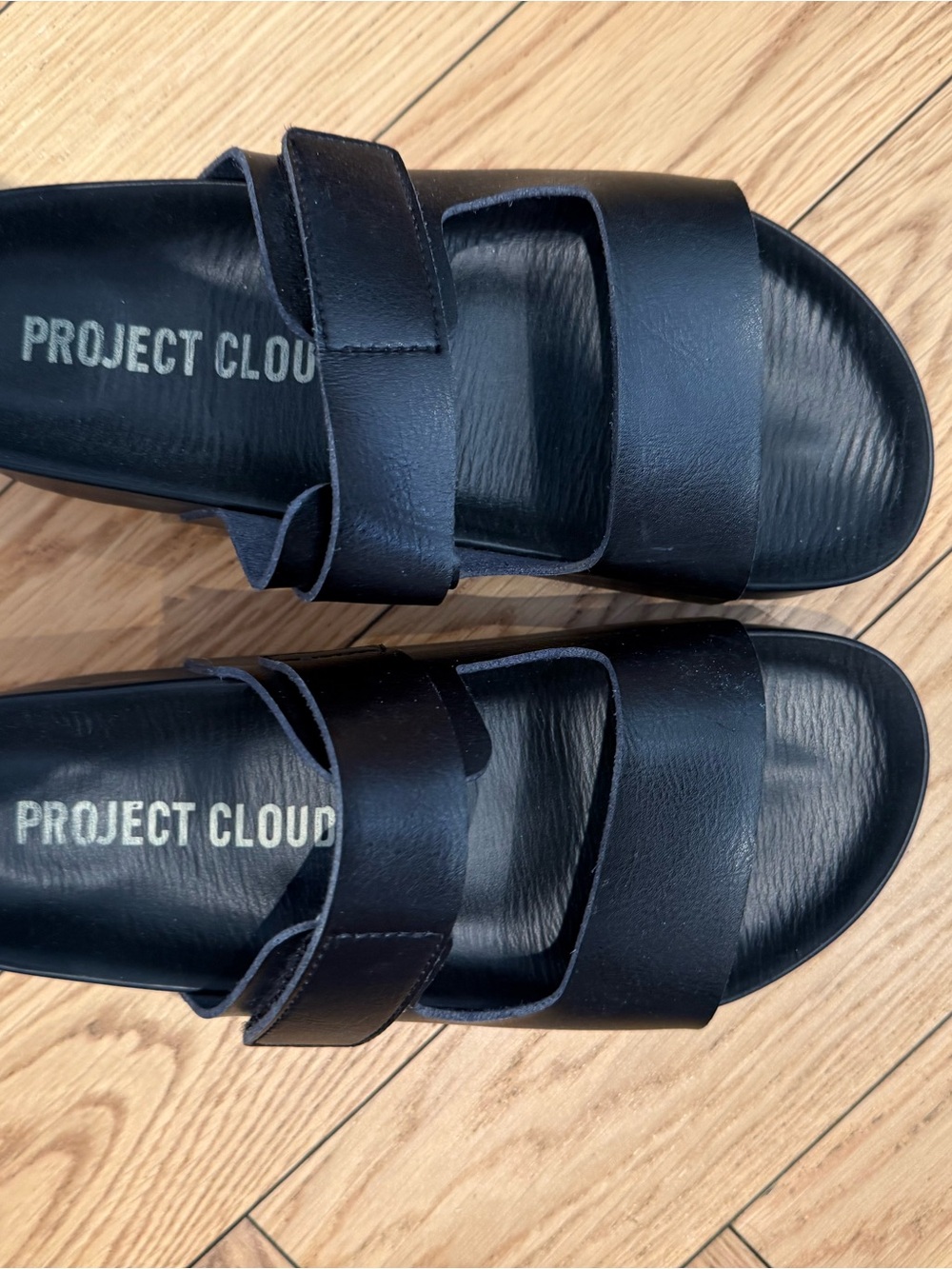 Project Cloud Black Double-Strap Slide Sandals